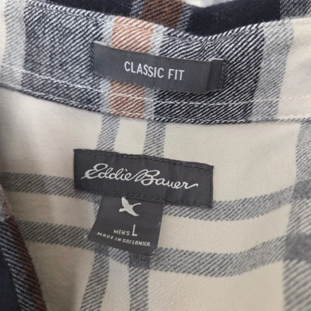 Eddie Bauer Mens Classic‎ Fit Plaid Flannel Shirt Large Long Sleeve Button Up